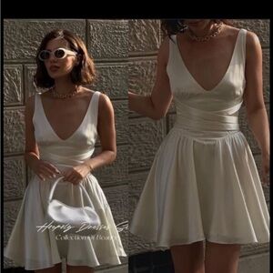 House of cb shiema plunge neck tie waist Satin dress size L